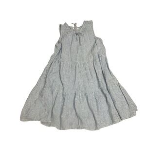 beachlunchlounge Blue and White Linen Blend Striped Midi Dress